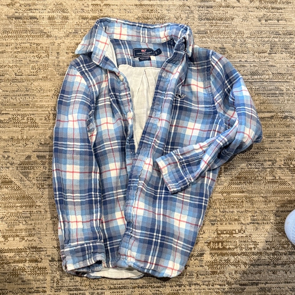 Vineyard Vines Blue and Red Plaid Shirt